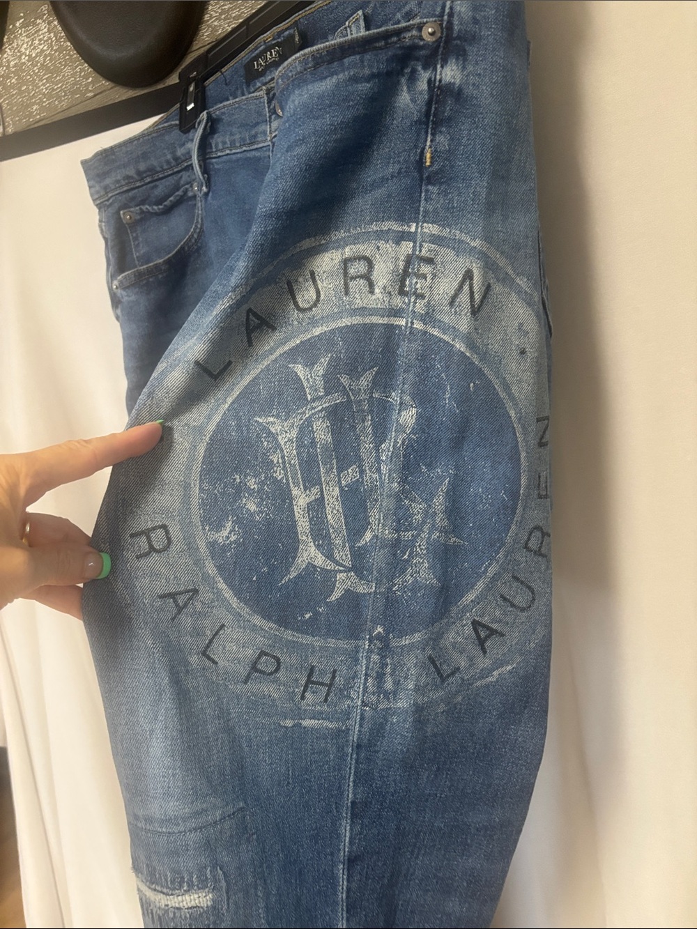 Ralph Lauren Distressed Blue Boyfriend Jeans with Logo Patch - Picture 6 of 12